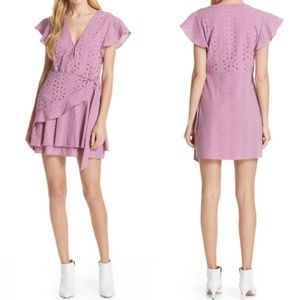 DOLAN PINK PURPLE EYELET WRAP MINI DRESS SZ LARGE